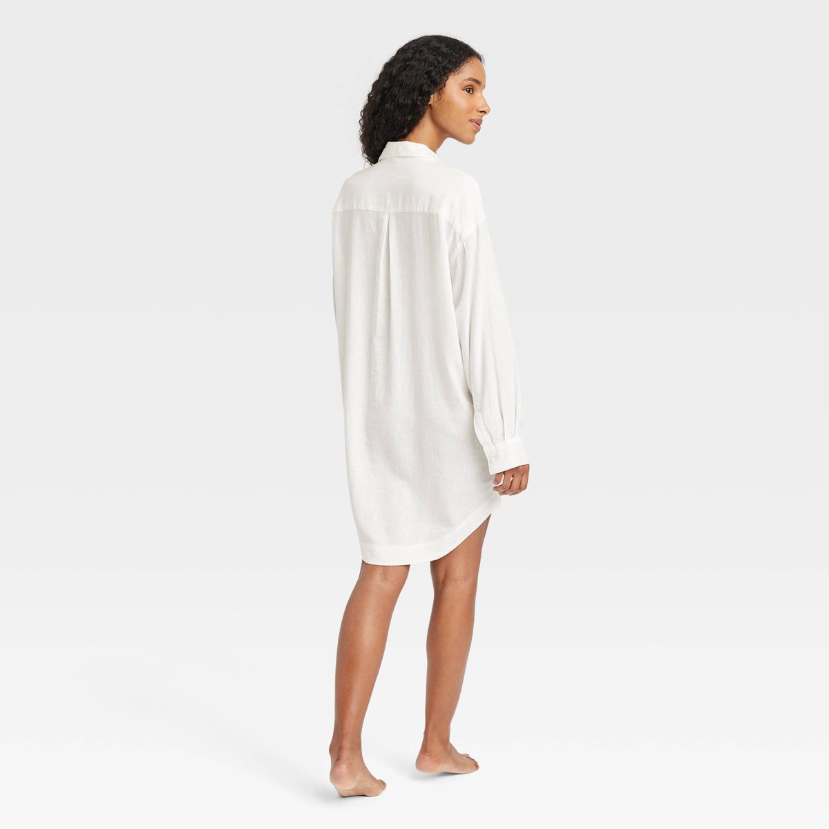 Women's Linen Blend Sleep Shirtdress - Stars Above™ White M | Target