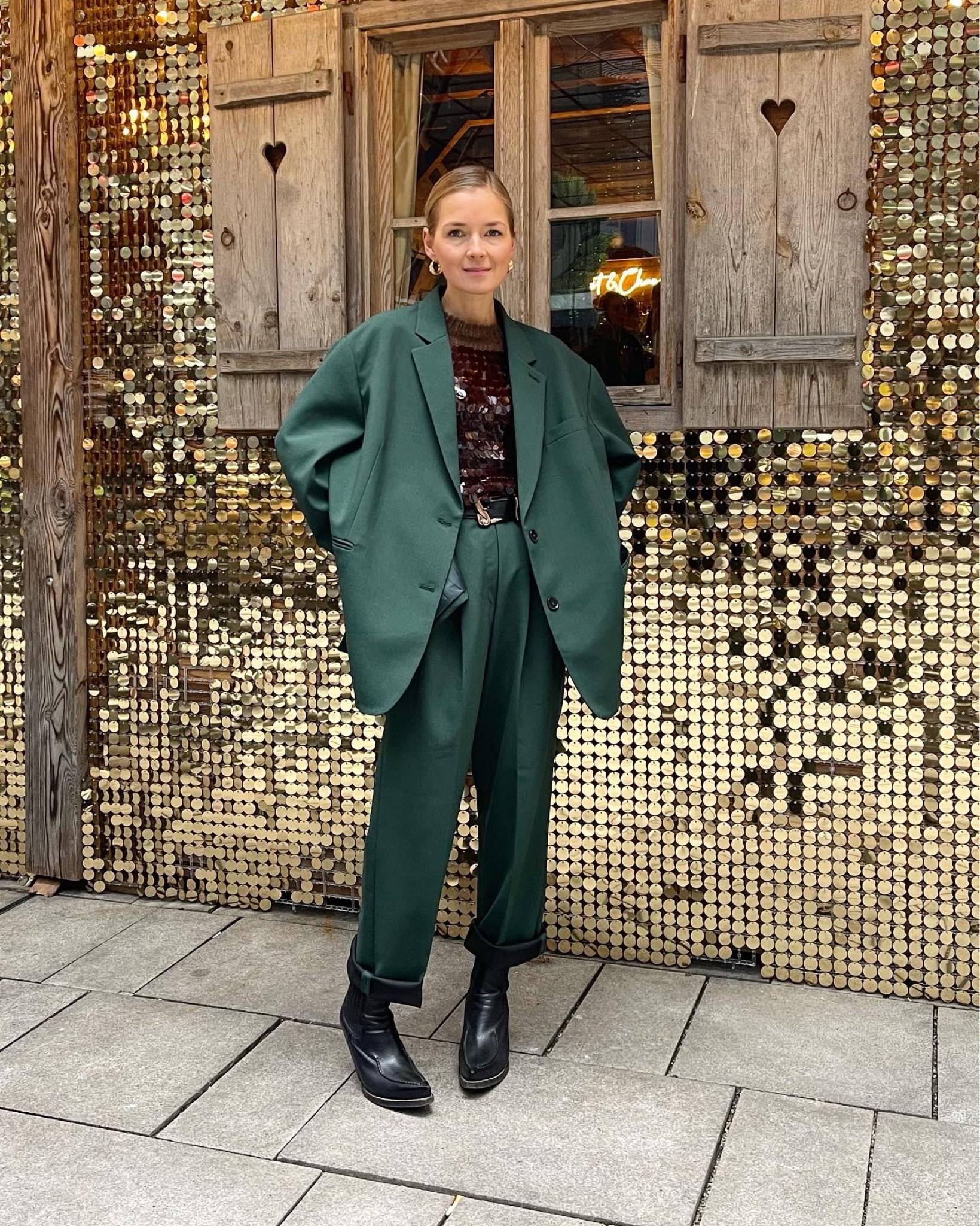 The forest suit 
@thefrankieshop @around.studio.pr @around.studio 

Glitter sweater @aviu_brand 
 
#ootd #thefrankieshopparis #frankieshop #thefrankieshopblazer  #oversizedlook #newoutfit #newarrivals #thefrankieshop #woolpants #green #womenoutfits #selfieoftheday #oversizedshirt #wednesdayinspiration #pants #trousers #outfits #outfitinspiration #statementlook #greensuit #newin #autumn #widepants #oversizedpants #sweater #shirt #oversizedjacket

#LTKunder100 #LTKunder50 #LTKSeasonal