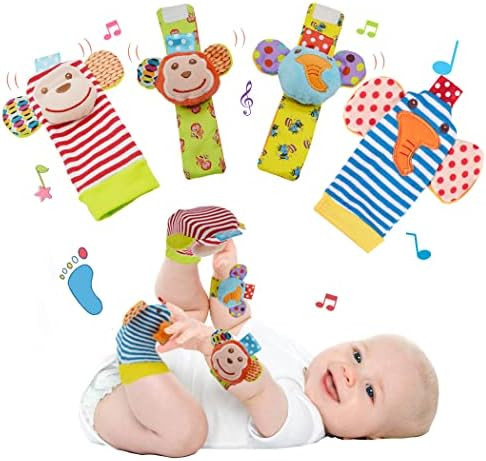 Baby Rattle Socks & Wrist Rattles for Babies 0-6 Months, Baby Toys 0-3-6-12 Months, Foot Rattles Soc | Amazon (US)