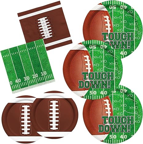 Football Party Supplies Kit Serve 50,Includes Touchdown Dinner Plates, Dessert Plates and Napkins... | Amazon (US)