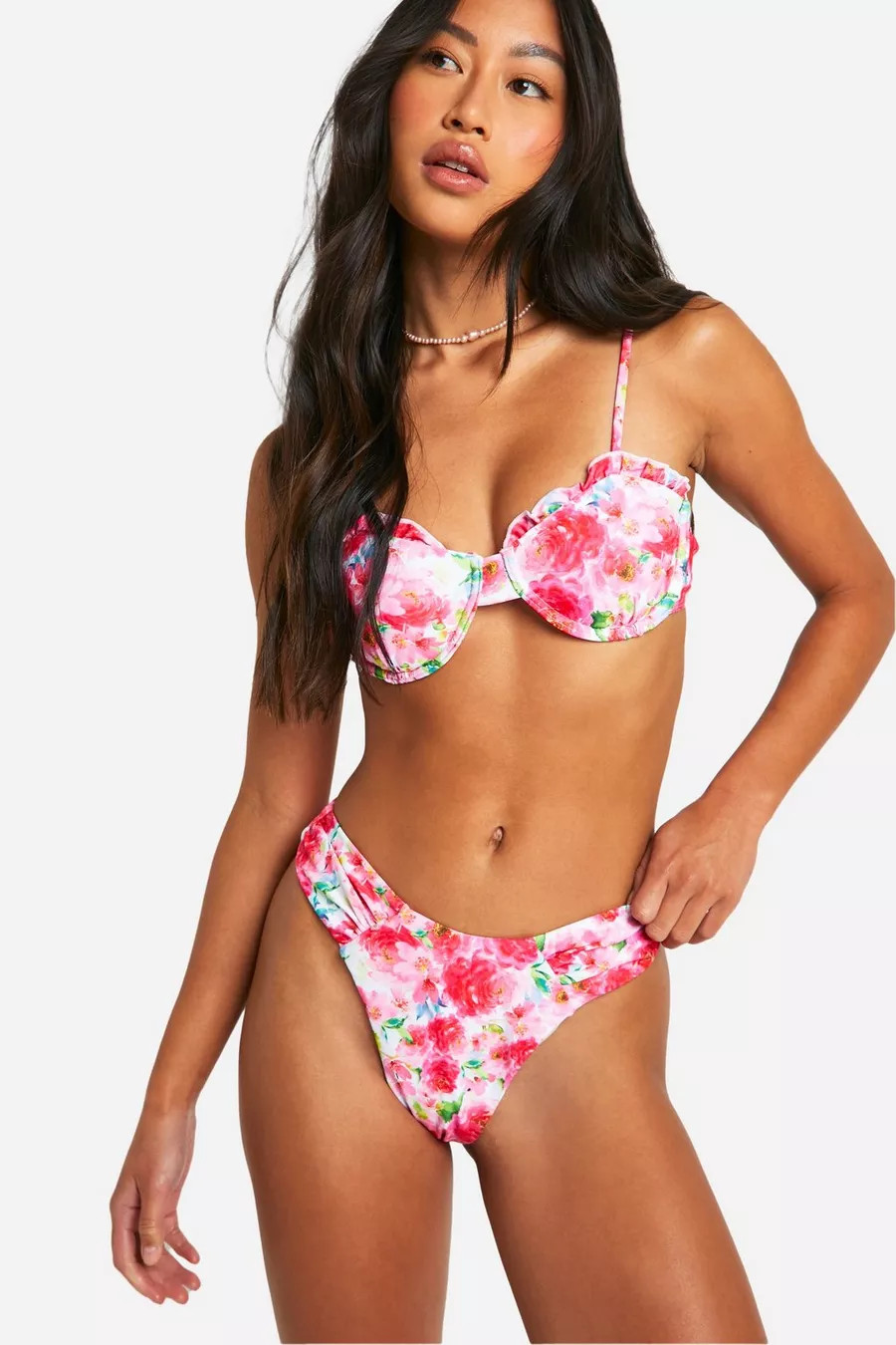 Floral High Leg Bikini Brief | boohoo (US & Canada)