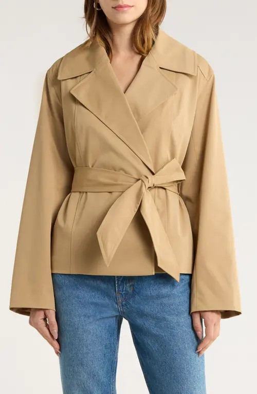 Reformation Jordan Short Trench Coat in Camel at Nordstrom, Size Small | Nordstrom