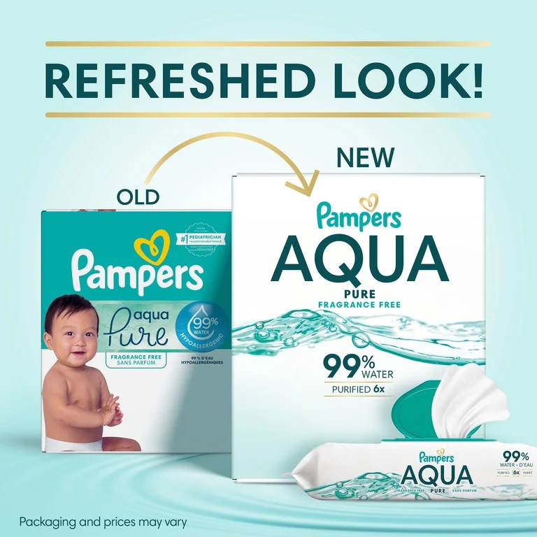 Pampers Aqua Pure Baby Wipes Unscented, 7-Pack, 392 Total Count (Select for More Options) | Walmart (US)