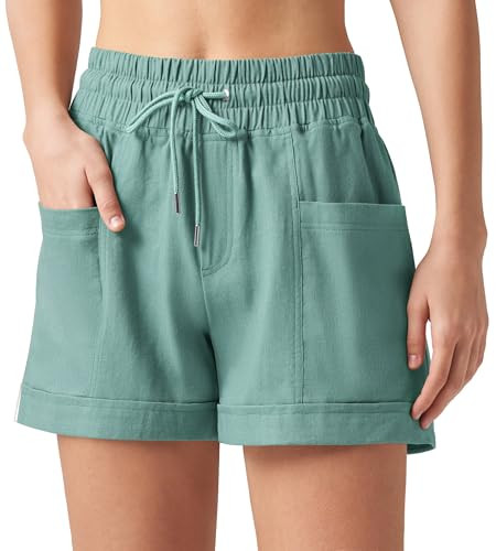Willit Women's Linen Shorts Casual Summer Shorts High Waisted Comfy Pull On Shorts with Pockets 4... | Amazon (US)