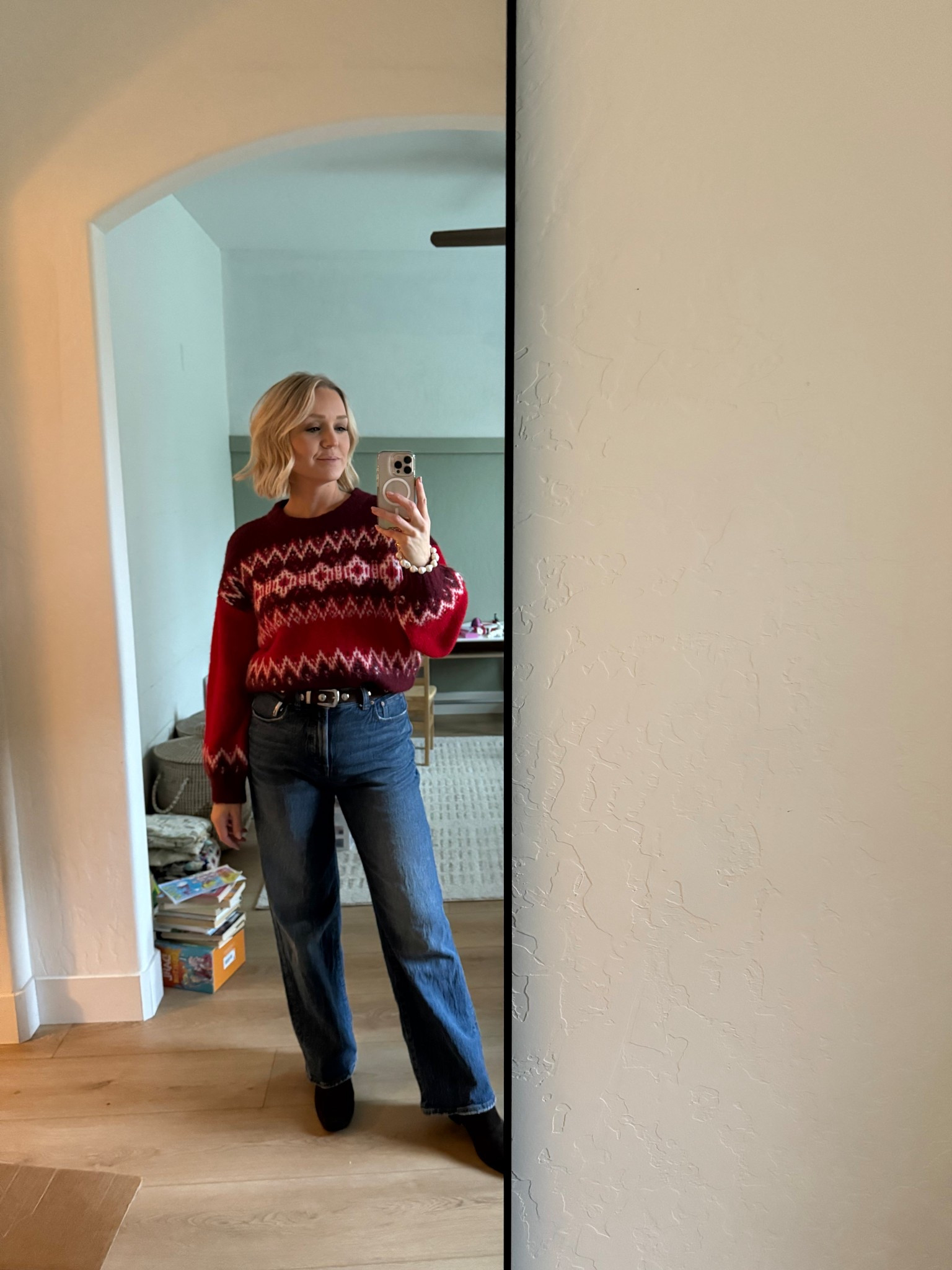 Must have sweater!! Wearing these boots, jeans, and belt on repeat. ootd heading off to my daughter’s Christmas program. 

#LTKSeasonal #LTKSaleAlert #LTKootd