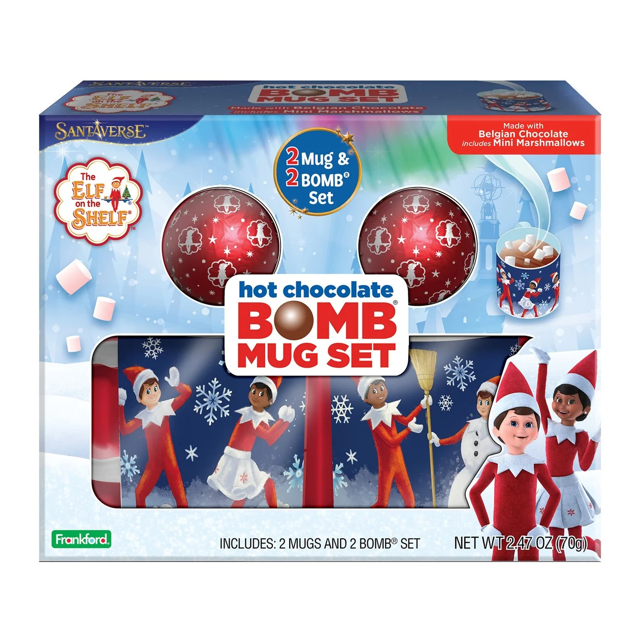 Elf on The Shelf Mug with Hot Chocolate BOMB 2 Pack Gift Set by Frankford, 2.47oz | Walmart (US)