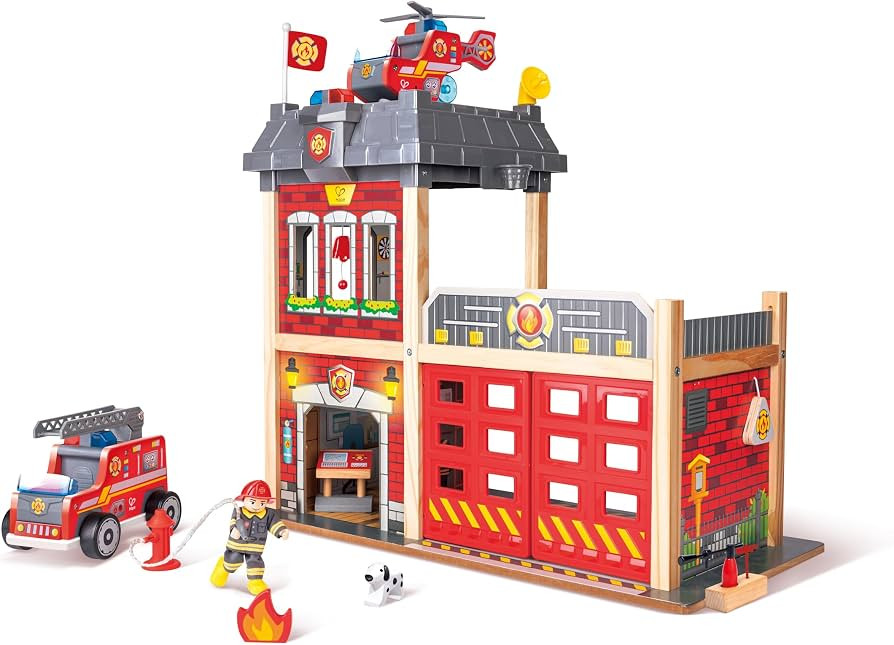 Hape Fire Station Playset| Wooden Dollhouse Kid\u2019s Toy, Stimulates Key Motor Skills and Promo... | Amazon (US)