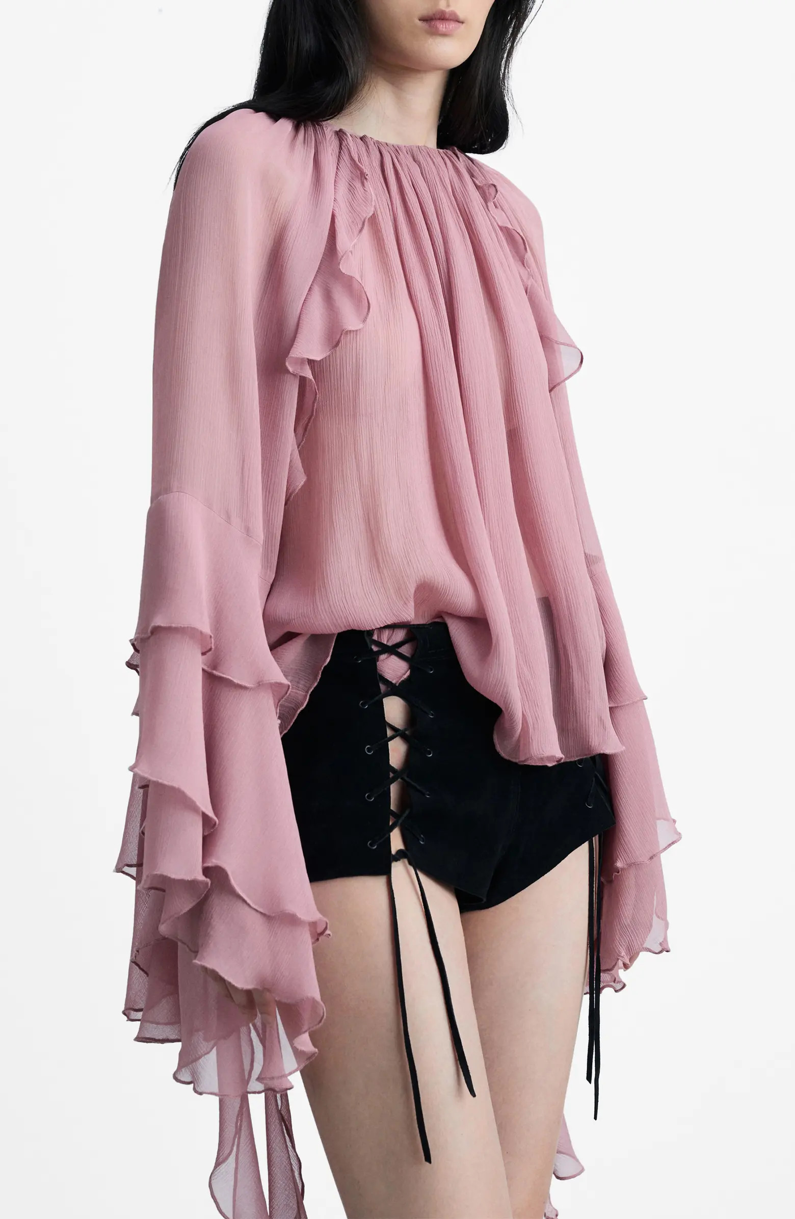 MANGO Kirsten Ruffle Long Sleeve Top | Nordstrom | Nordstrom