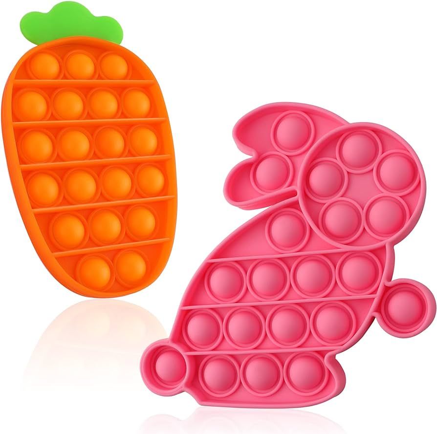 Easter Rabbit Pop Fidgets Toys, Carrot and Rabbit Push it Bubbles Popper Fidget Toys, Silicone Se... | Amazon (US)