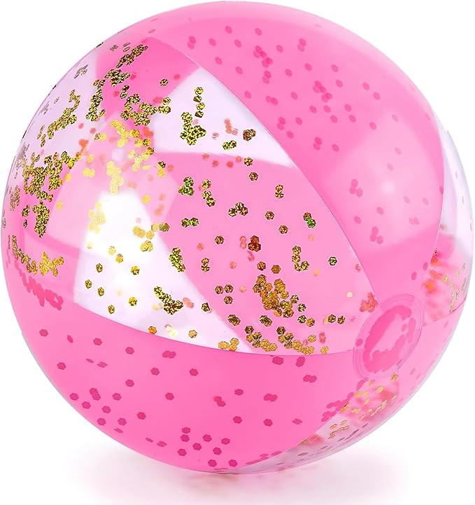 Amazon.com: AMOR PRESENT Beach Ball, 16" Glitter Inflatable Beach Balls for Kids & Toddlers Pool ... | Amazon (US)