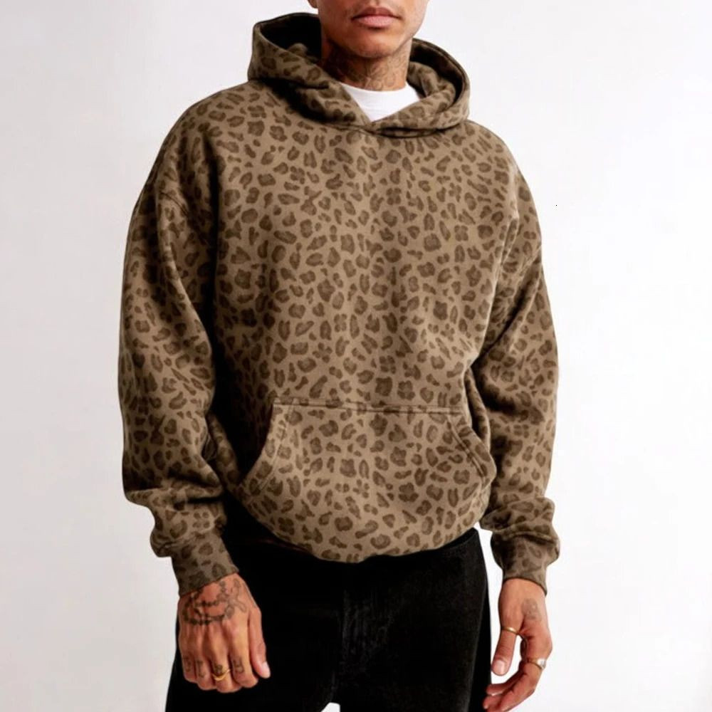 Oversized Leopard Print Hoodie for Women Men Long Sleeve Hooded Sweatshirts Cute Pullover with Po... | DHGate