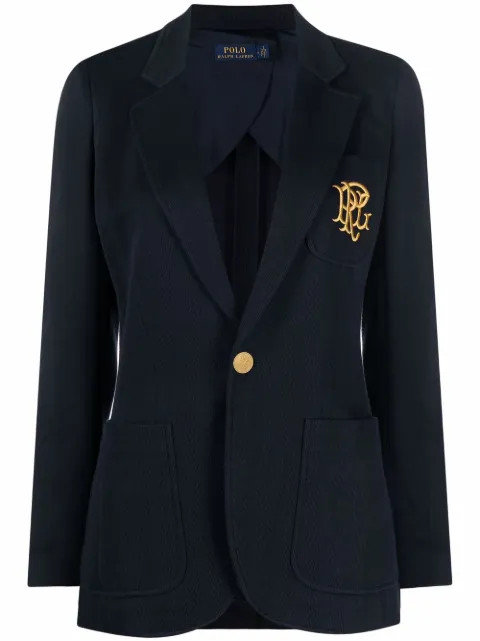 Polo Ralph Lauren embroidered-monogram double-knit Blazer - Farfetch | Farfetch Global