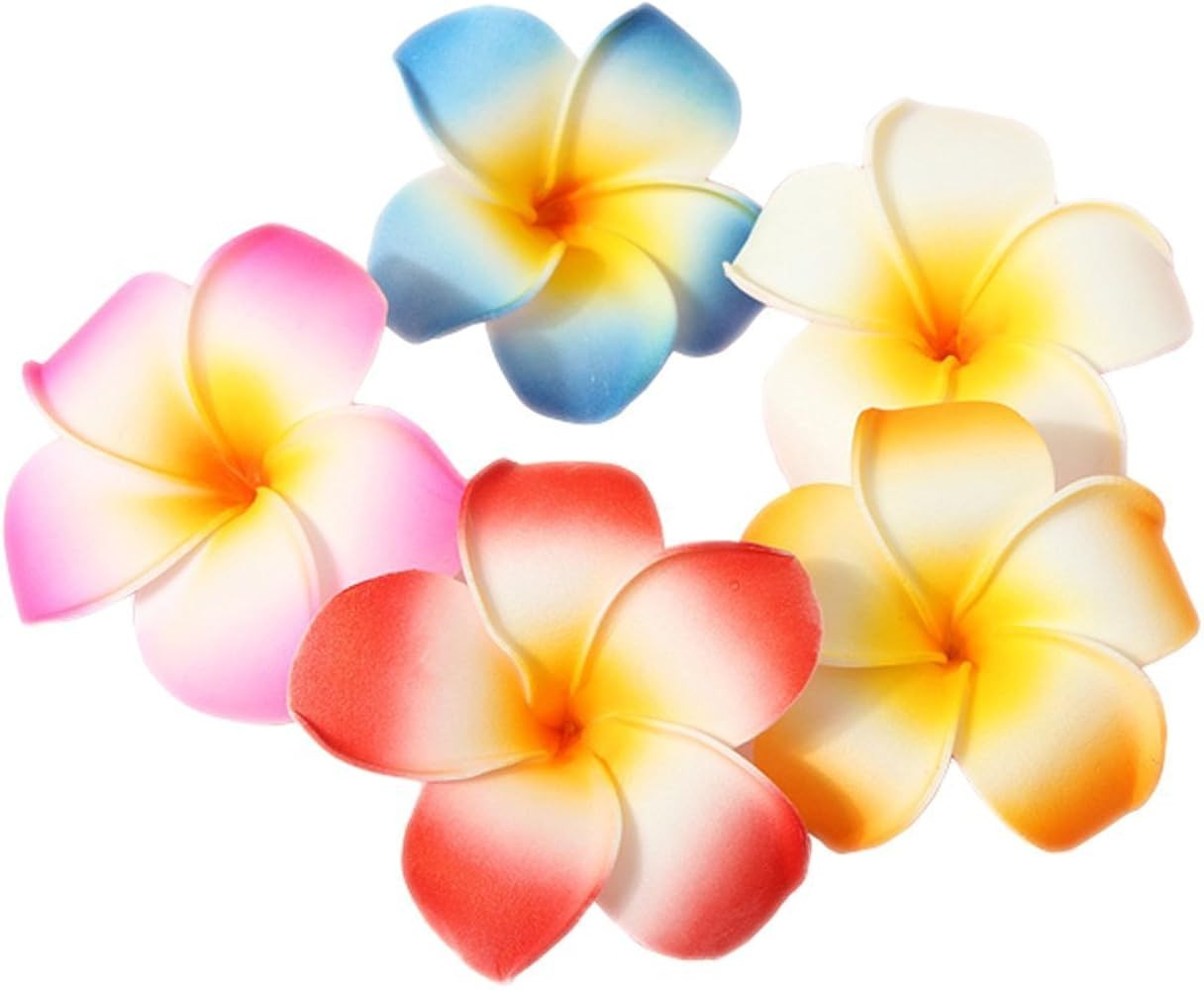 10 Pcs 7cm Hawaii Hawaiian Plumeria Hair Clips Beach Flower Headpieces for Wedding Party | Amazon (US)