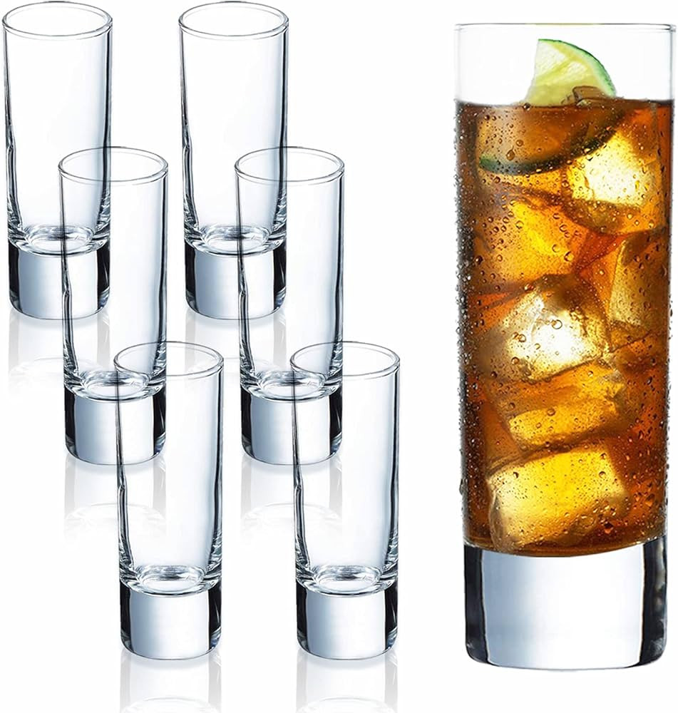 Farielyn-X Clear Heavy Base Shot Glasses 6 Pack, 2 oz Tall Glass Set for Whiskey, Tequila, Vodka | Amazon (US)