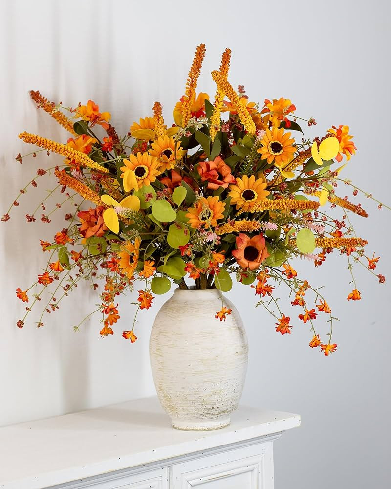 6-Pack Fall Stems Artificial Arrangement Flowers Bouquet Decoration Eucalyptus Leaves Autumn Harv... | Amazon (US)