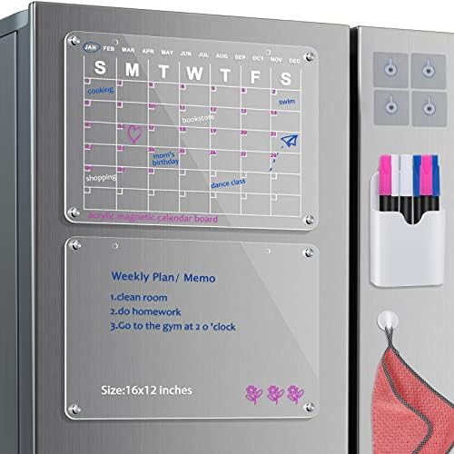 Acrylic Magnetic Dry Erase Board,MOOACE Nail Free Wall Sticker Calendar Planner Board for Fridge ... | Amazon (US)