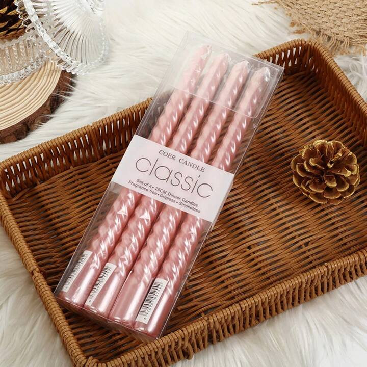 1box/4pcs Pink Spiral Candles 10 Inch Tall With 2cm Bottom Diameter, 8 Hours Burning Time, Spiral... | SHEIN