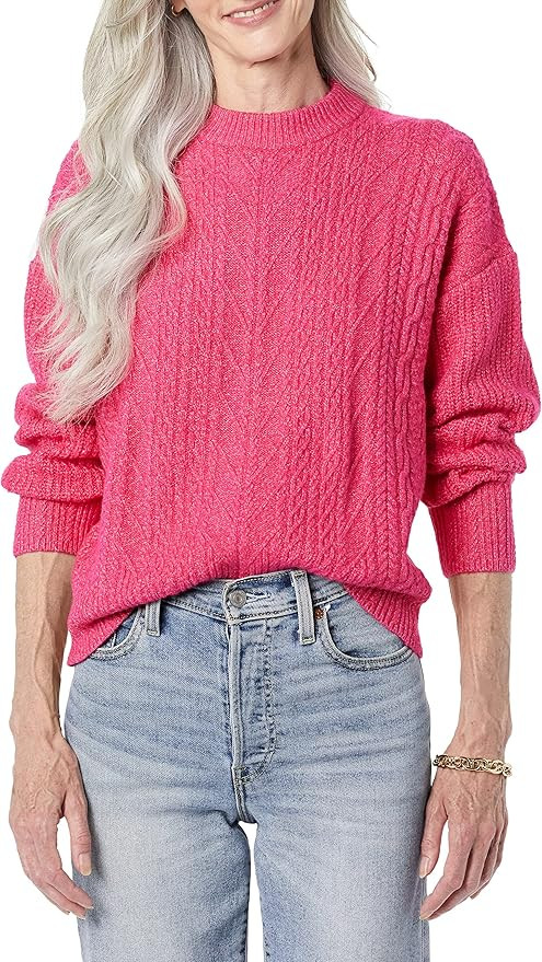 Amazon Essentials Women's Soft-Touch Modern Cable Crewneck Sweater (Available in Plus Size) | Amazon (US)