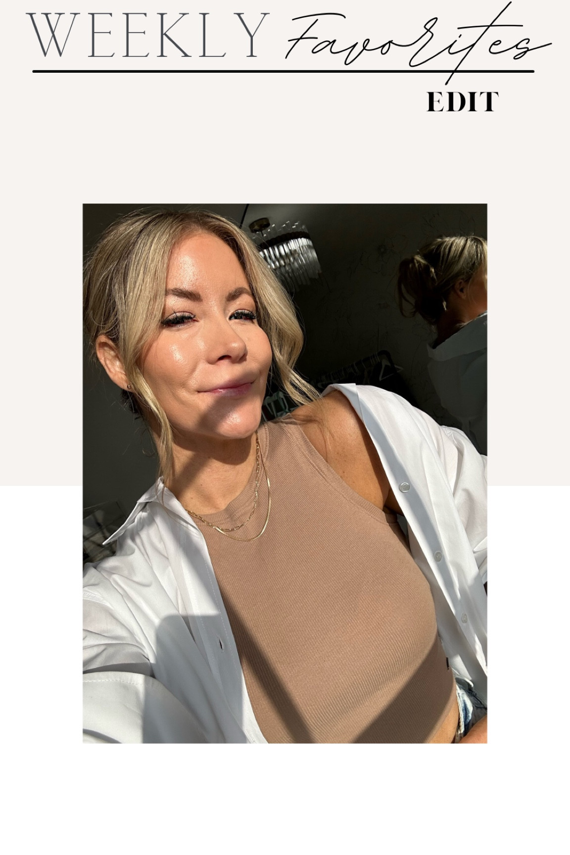 Hollister ribbed tank, white button up shirt, gold layered necklace, Spring look, weekly favorites 

#LTKunder50 #LTKFind #LTKU