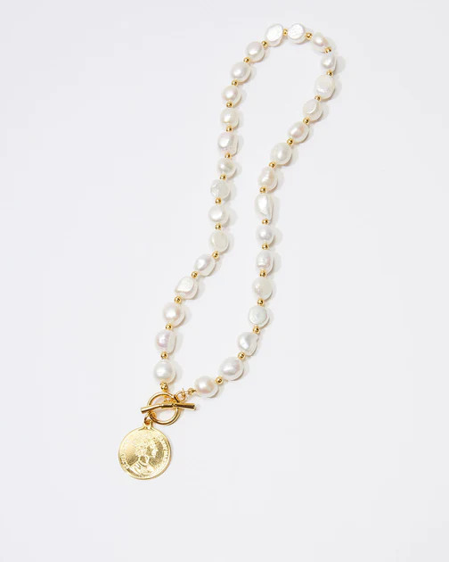 Kennedy Pearl Toggle Coin Necklace - Gold | VICI