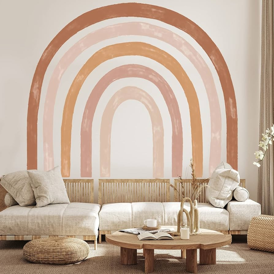 6 Pcs Rainbow Wall Decals 94.5 x 82.7 Inch Large Rainbow Stickers Colorful Vinyl Baby Room Decor ... | Amazon (US)