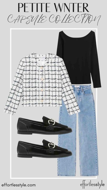 This black and white tweed coat in our petite winter capsule is so beautiful… love it paired with the medium wash, jeans and loafers for dressy casual winter outfit!

#LTKstyletip #LTKSeasonal #LTKshoecrush