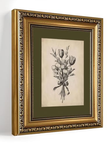 Gold Framed Vintage Flower Botanical Sketch Canvas Wall Art Prints 8x10in | Amazon (US)