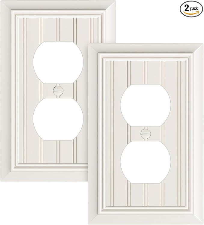 2-Pack Classic Beadboard Duplex Outlet Cover Plate, Decorative Light Almond Switch Plates and Out... | Amazon (US)