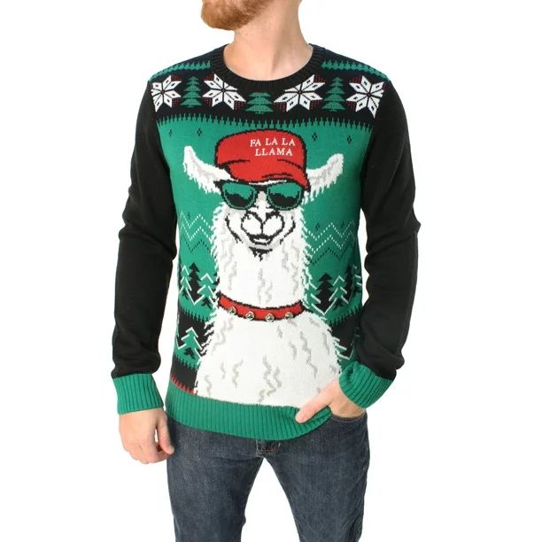 Ugly Christmas Sweater - Ugly Christmas Sweater Men's "Fa La La Llama" W/ Real Jingle Bells Sweat... | Walmart (US)