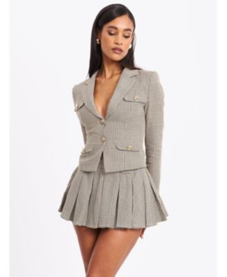 Women's Oakley Brown Plaid Preppy Style Blazer Jacket | Macy's