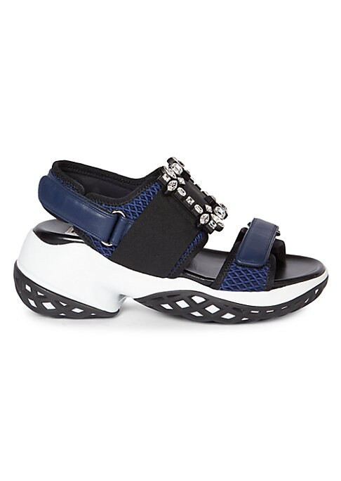 Roger Vivier Women's Viv Run Strass Buckle Sport Sandals - Navy Black - Size 41 (11) | Saks Fifth Avenue