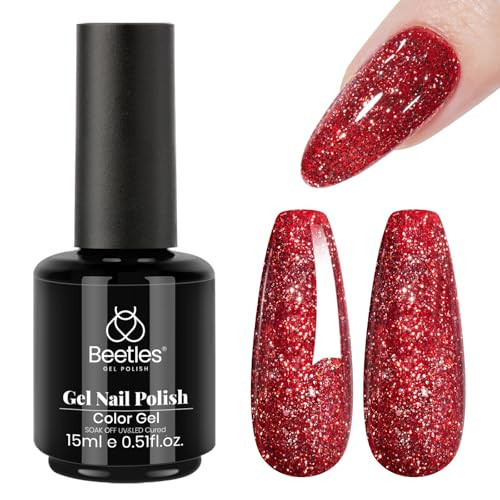 Beetles Christmas Gel Nail Polish – Red Reign Glitter Gel Polish, 15ml Soak Off UV LED Sparkling Holiday Nail Color, Long Lasting Glossy Manicure for Christmas Nail Art and DIY | Amazon (US)