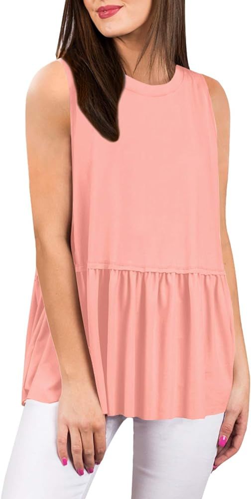 For G and PL Women Summer Flare Ruffle Swing Shirt Peplum Tops | Amazon (US)