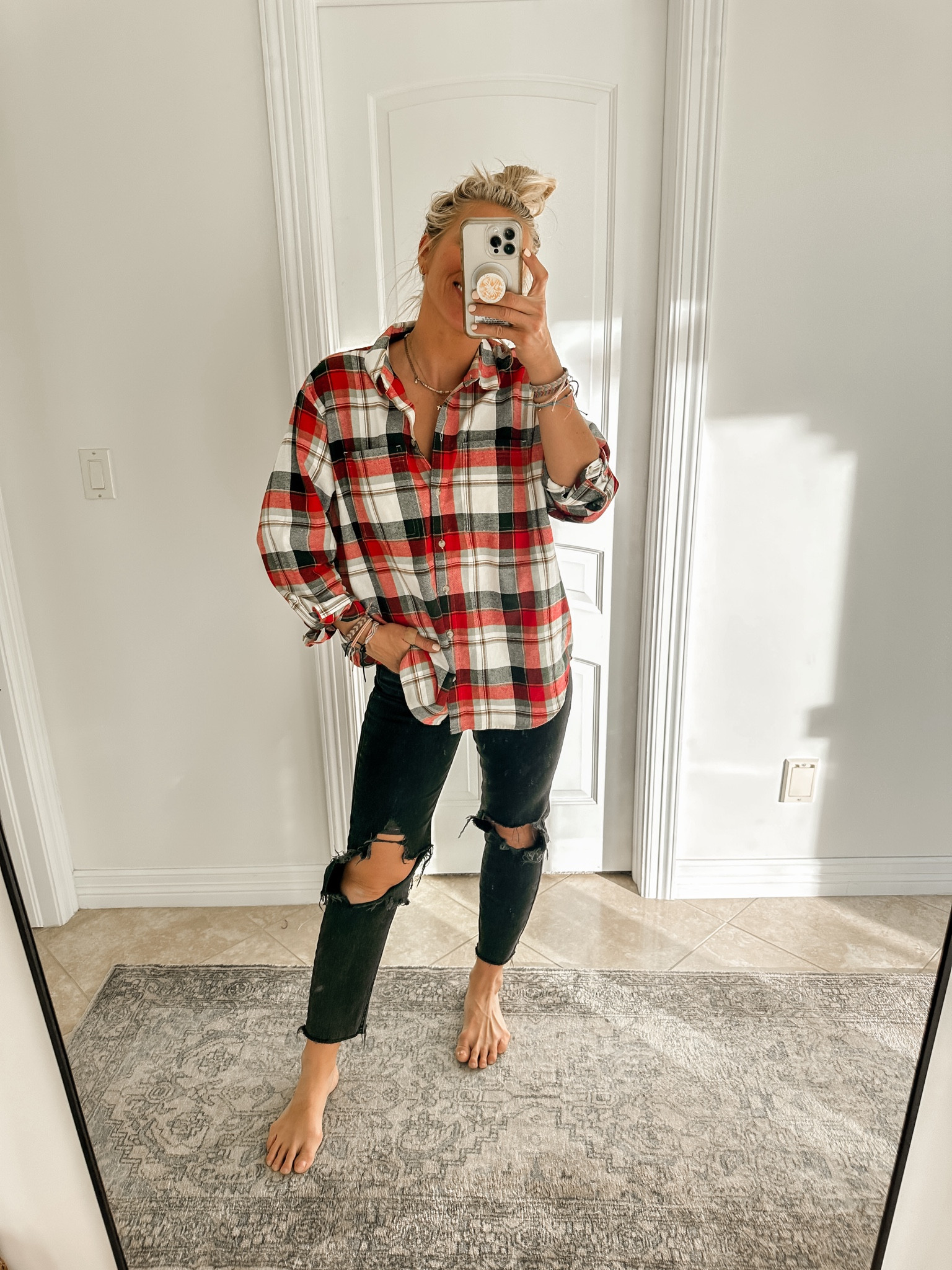 My flannel is on sale for $14!! Size up at least one. 

Sarah Joy, holiday outfit, flannel, button up 

#LTKHoliday #LTKSeasonal #LTKCyberWeek