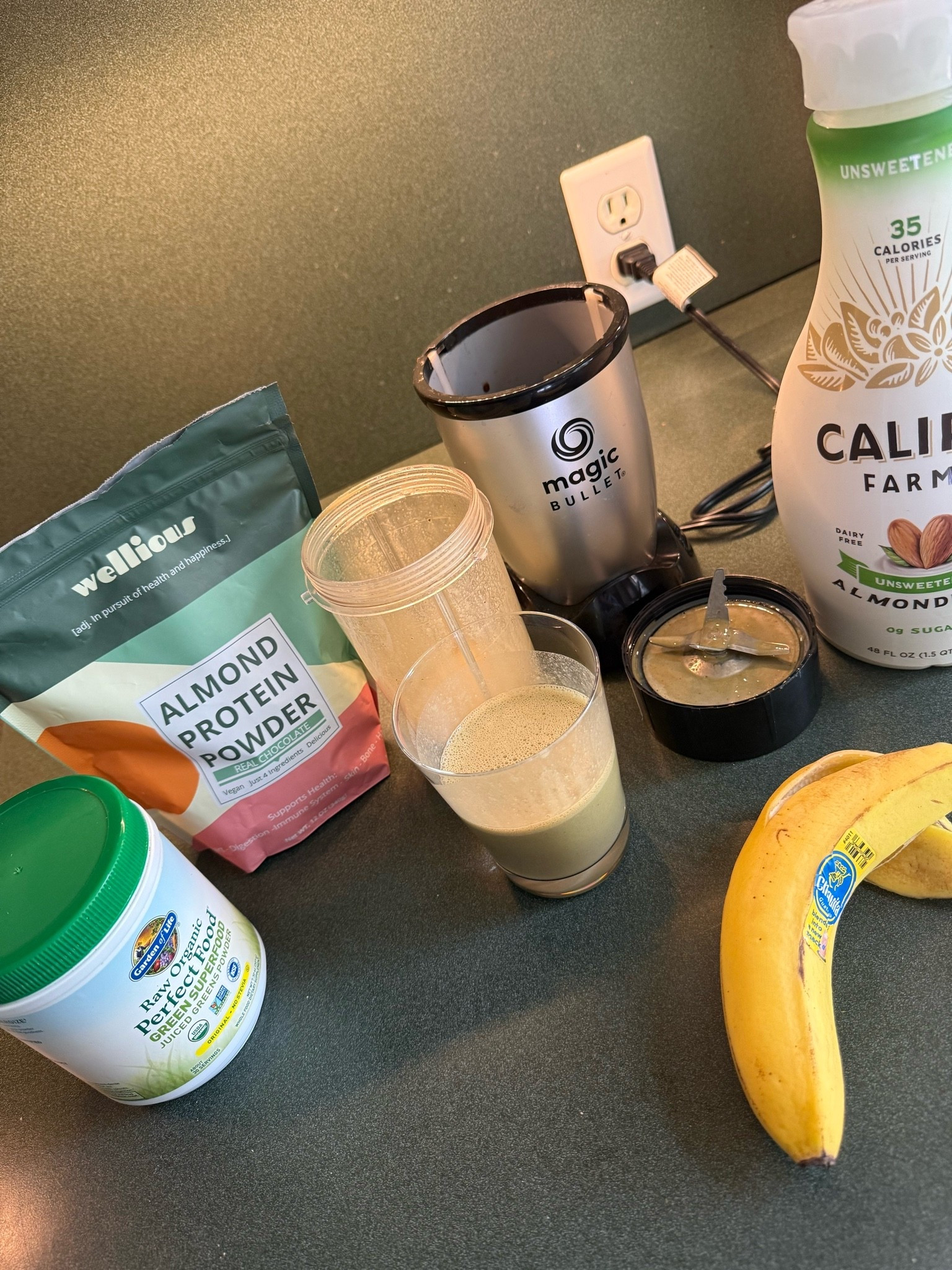 Good morning! My everyday wellness routine starts with a simple smoothie made in my Magic Bullet blender. I blend chocolate almond protein powder, organic greens powder, unsweetened almond milk, and a banana for an easy breakfast or afternoon pick-me-up. If you’re looking for a plant-based protein powder, vegan protein, a compact personal blender, or a delicious greens supplement, these are the products I use on repeat.

#LTKHome #LTKselfcare #LTKmorningroutine