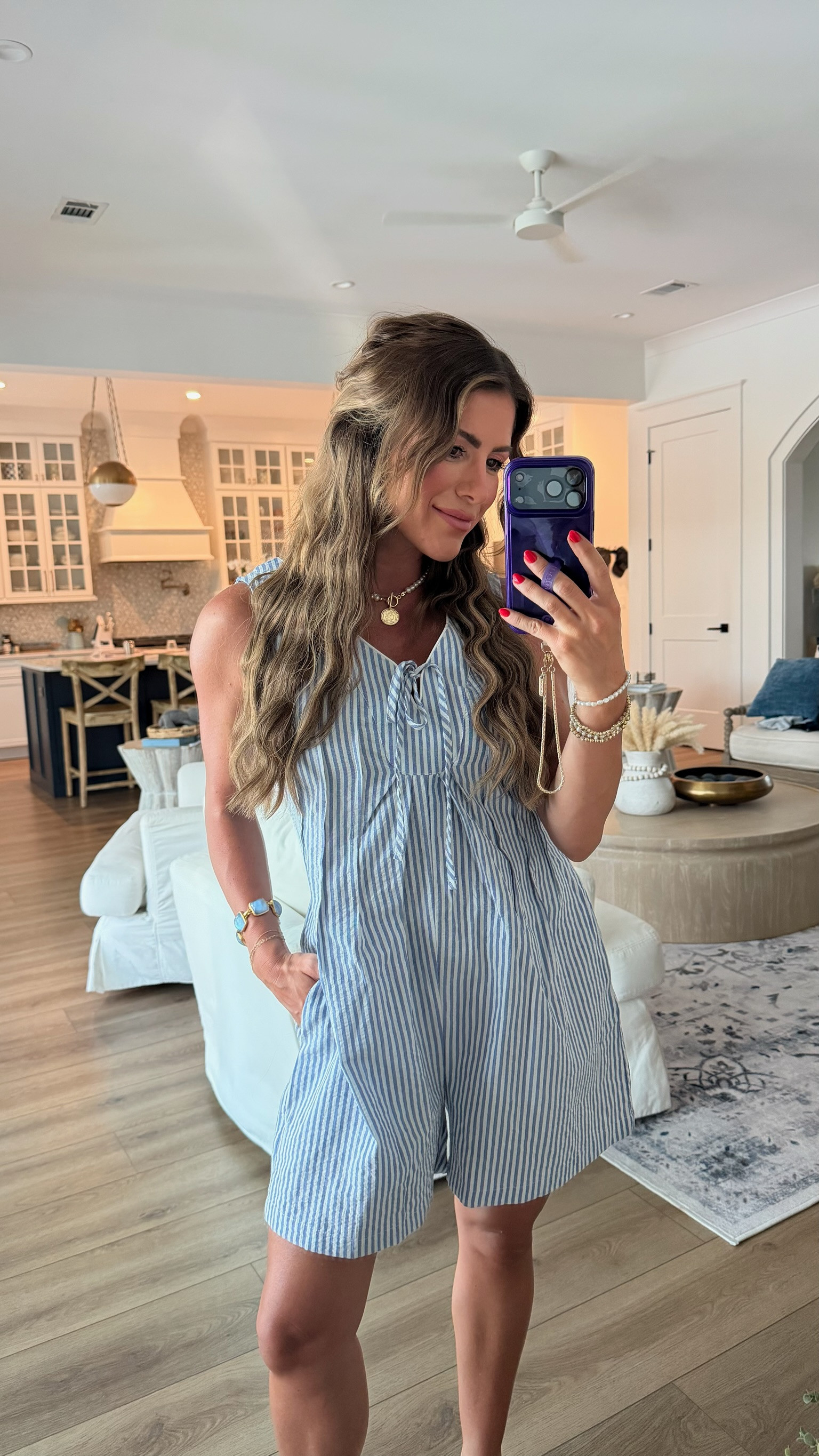 summer romper outfit, striped romper, beach vacation outfit, casual summer style, weekend brunch outfit, coastal chic look, vacation ready style, effortless everyday outfit 

 #LTKPetite