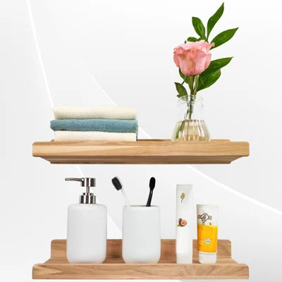 Handcrafted Solid Wood Floating Shelves For Wall, Waterproof, With Lip, Display Ledge, Natural | Wayfair North America