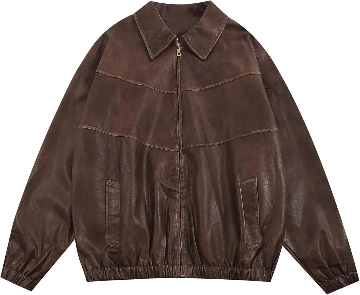 Women's Oversized Jackets, Leather Faux Motorcycle Plus Size Moto Biker Coat Fall Outfits Fashion... | Amazon (US)