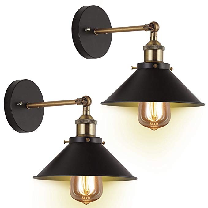 Wall Sconces 2-Pack JACKYLED UL Black Hardwire Industrial Vintage Wall Lamp Fixture Simplicity Br... | Amazon (US)