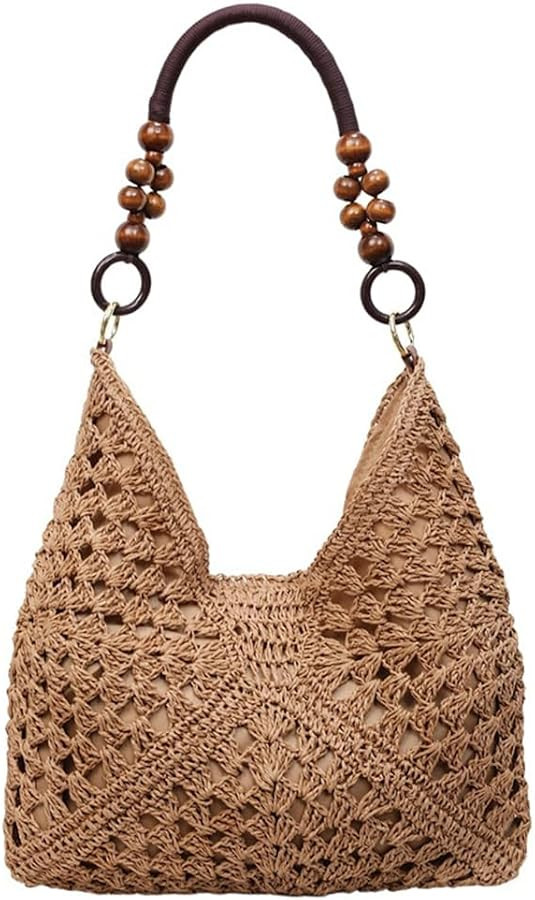 Womens Summer Straw Woven Beach Bag Large Bohemian Handmade Crochet Shoulder Tote Purse Vacation ... | Amazon (US)