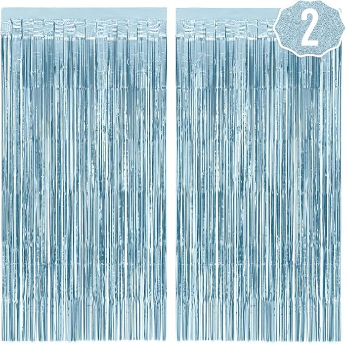 xo, Fetti Party Decorations Matte Blue Fringe Foil Curtain - Set of 2 | Bachelorette Bridal Showe... | Amazon (US)