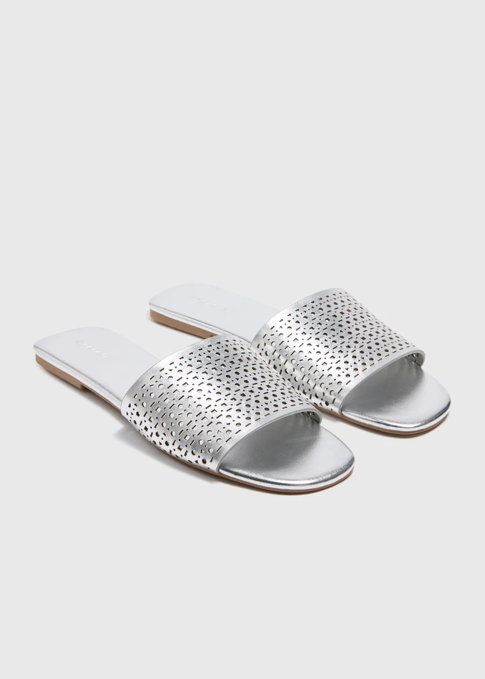 Silver Laser Cut Slider Sandal | Matalan (UK)