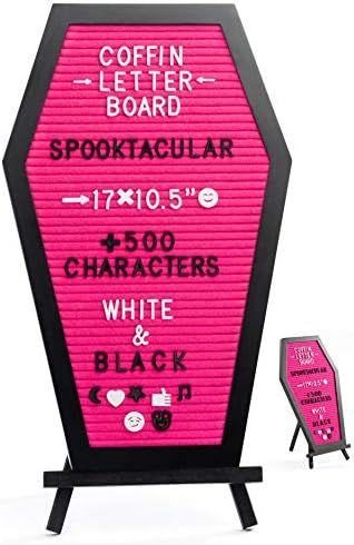 Nomnu Pink Felt Coffin Letter Board - Spooky Goth Halloween Decor Message Board for Home - 17x10.... | Amazon (US)