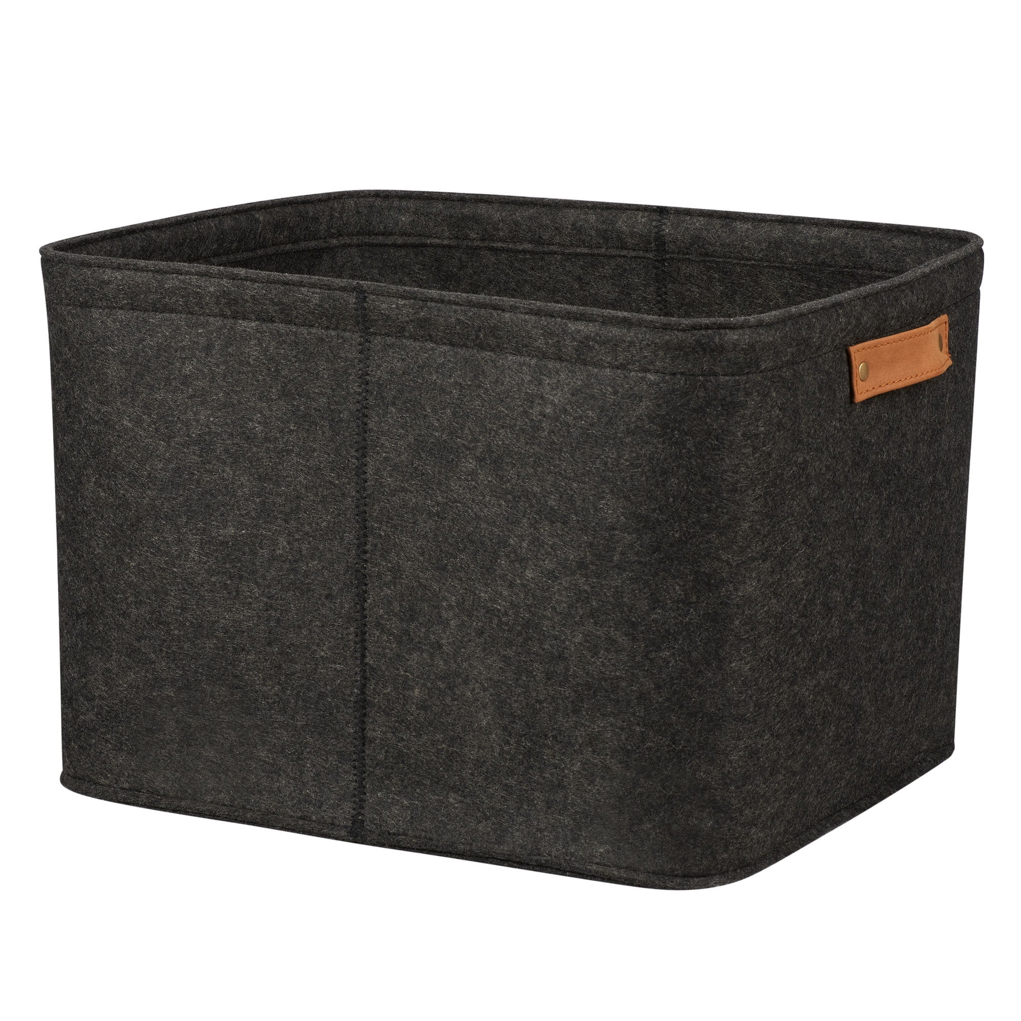 Mainstays Large Gray Felt Decorative Storage Basket, 16.5 in x 14 in x 10.5 in | Walmart (US)