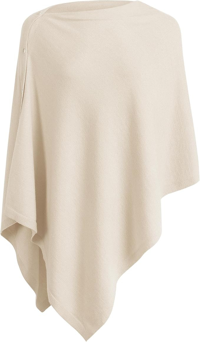 PULI Women's Versatile Knitted Shawls Scarf Poncho Sweater with Buttons Lightweight Spring Summer... | Amazon (US)