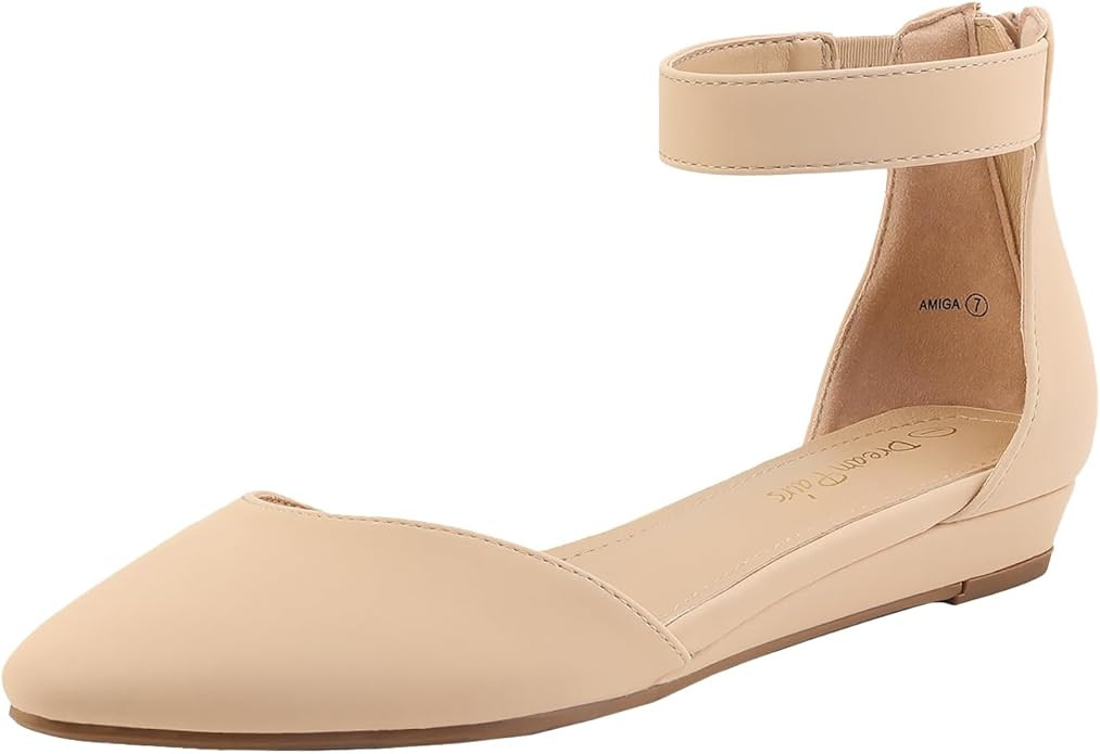 DREAM PAIRS Women's Low Wedge Ankle Strap Dress Flats Shoes | Amazon (US)