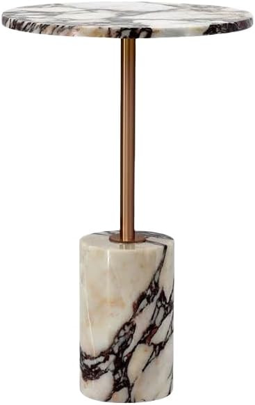 Round Side Table - Natural Marble Top with Solid Stainless Steel Base, Accent End Table for Livin... | Amazon (US)