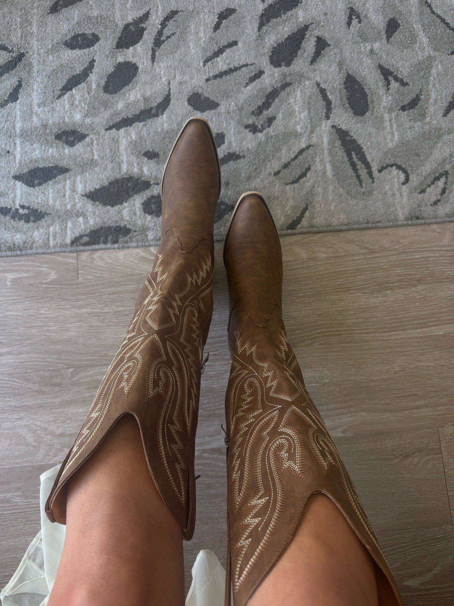 Got these knee high boots last minute on Amazon! I sized up .5 

Brown cowgirl boots 
Brown boots 
Nashville 
Country

#LTKootd #LTKSeasonal #LTKTravel
