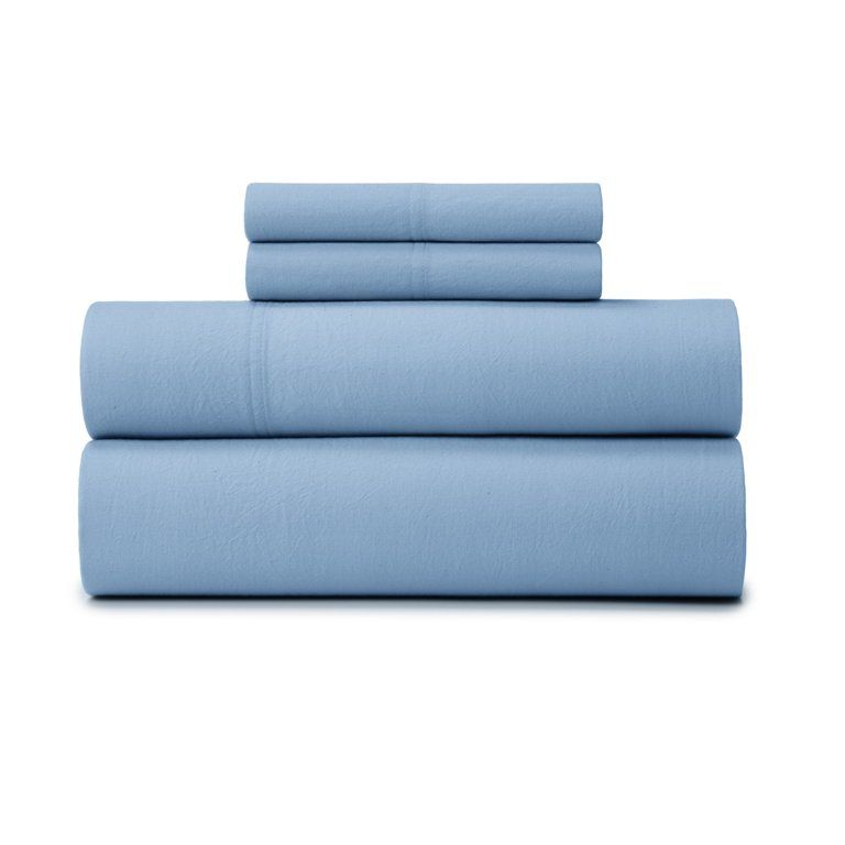 Gap Home Yarn Dyed Organic Cotton Washed Chambray Sheet Set, Deep Pocket, Queen, Blue, 4-Pieces | Walmart (US)