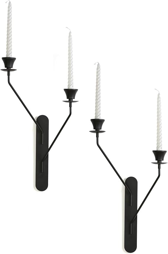 Veslen Metal Wall Candle Sconces Holder Set of 2 Wall Mount Candle Holders Modern Wall Decoration... | Amazon (US)